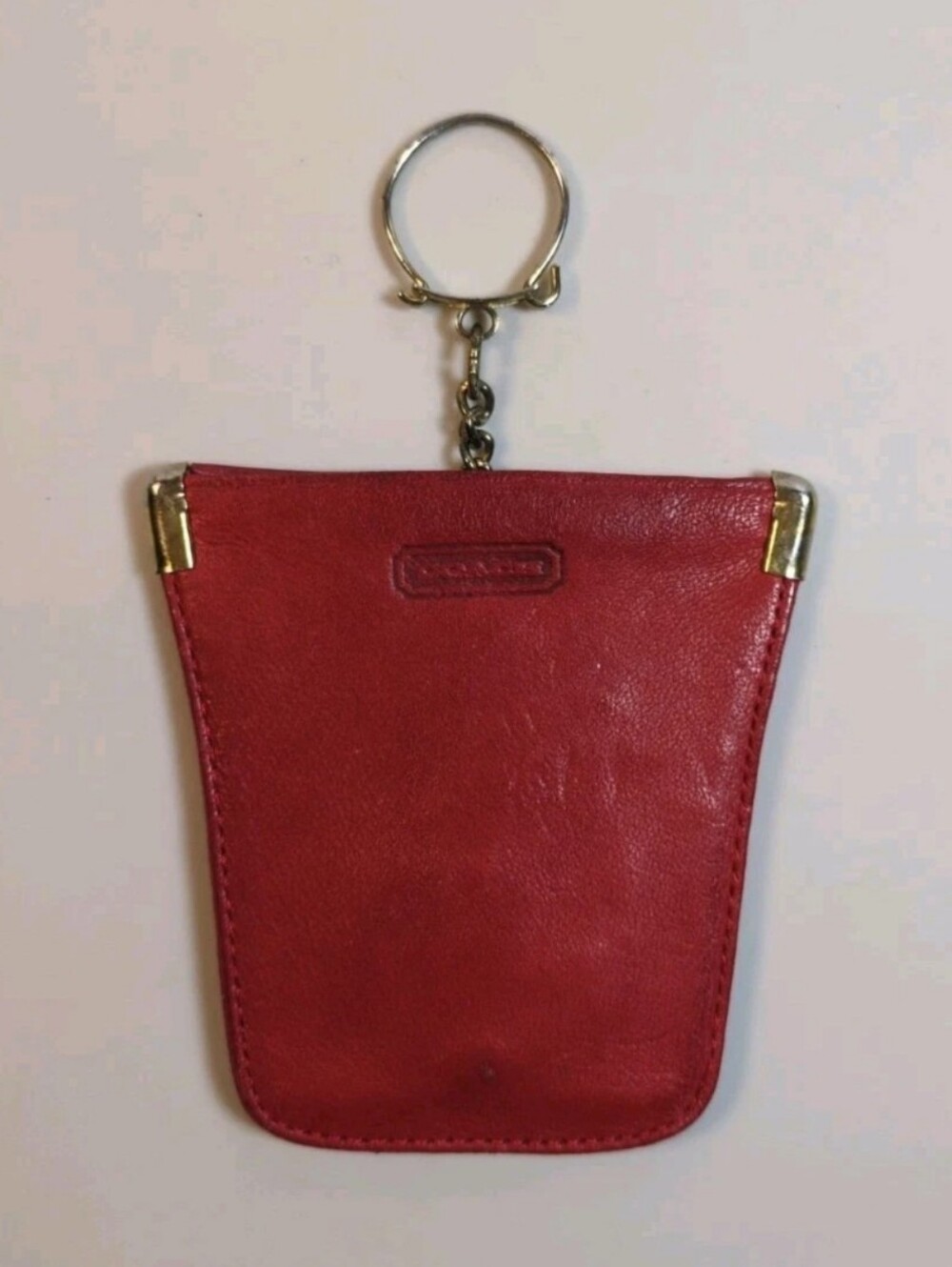 Vintage Coach Red Leather Squeeze Key Case